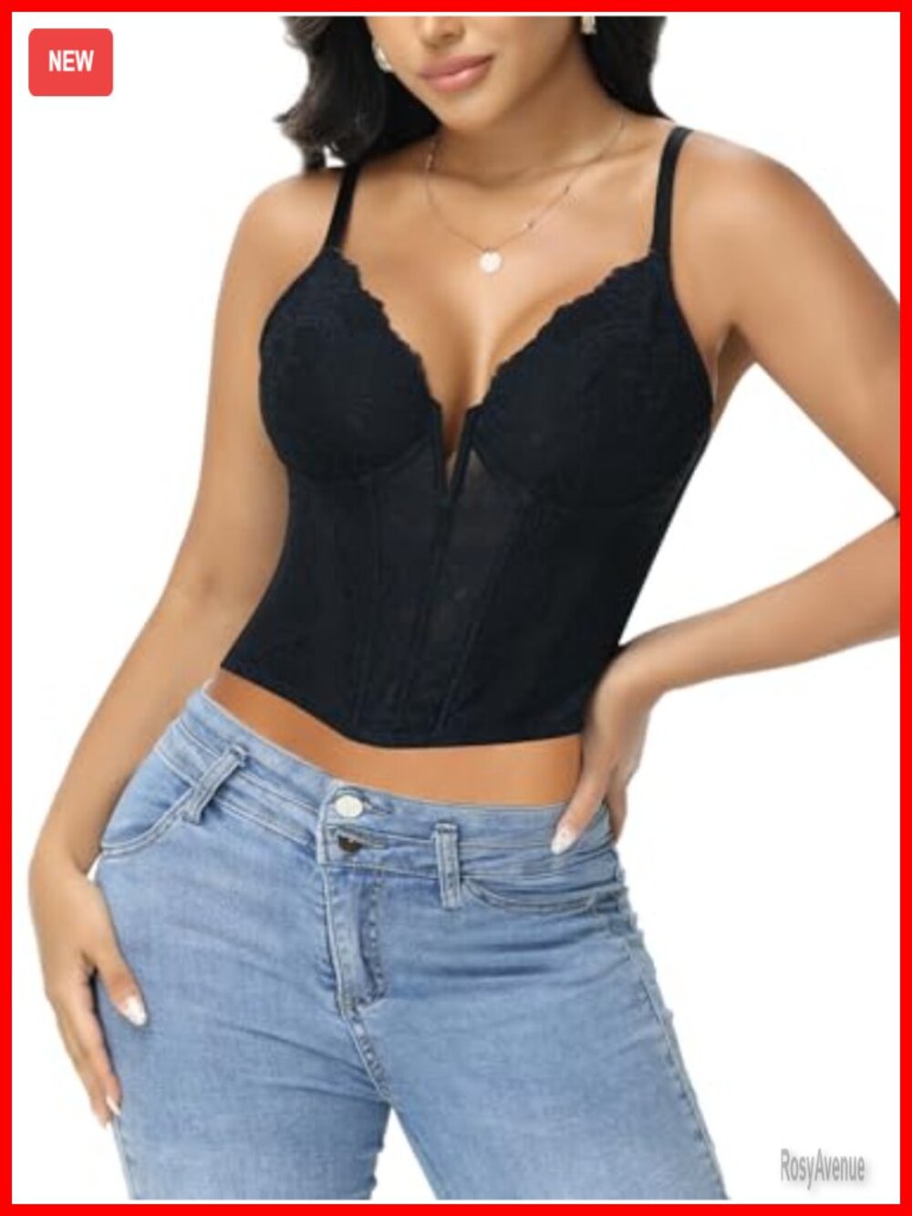 Lace Bustier Corset Top Women Deep V Underwire Crop Corset Clubwear